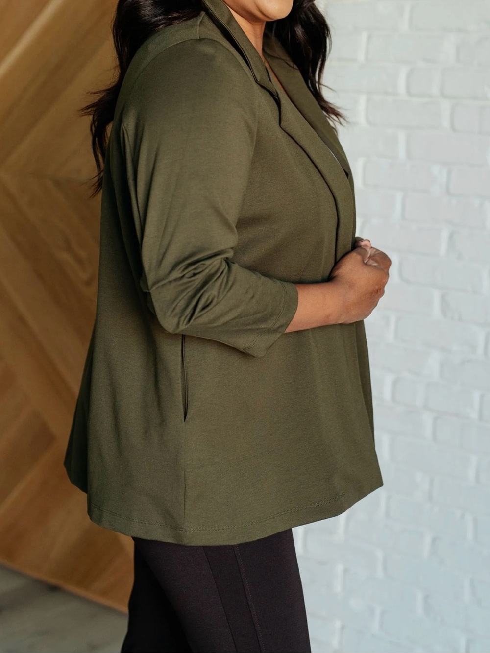 Olive DEAR SCARLETT MAGIC 3/4 BLAZER-Olive see matching Gala pants $16 too - Picture 5 of 5